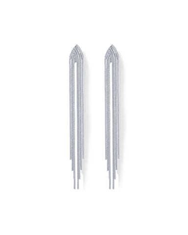 PAVOI 14K Gold Plated Long Tassel Dangle Earrings for Women | Elegant Rhinestone Chain Chandelier Drop Earrings | Statement Jewelry (Arch, White Gold)