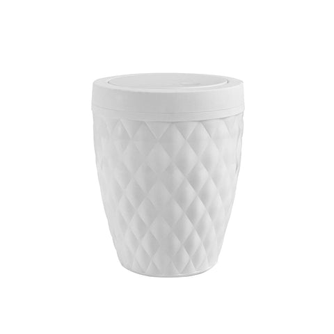 Addis 518030 Diamond Style Round Lid Bathroom, Swing Bin, White