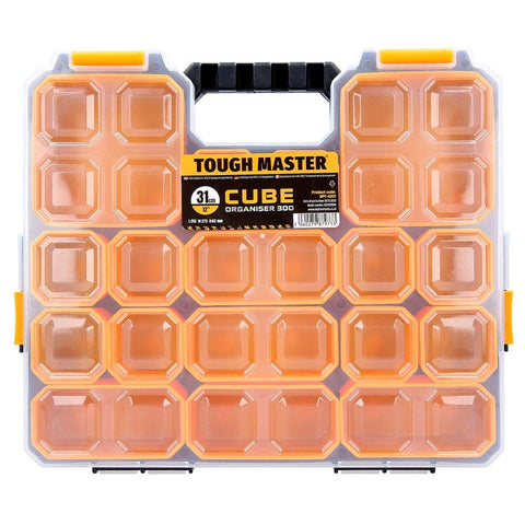 Tool Box Tool Organiser 9 Storage Compartments Plastic Carry Case Different Sizes Transparent Lid 2 Sliding Side Locks Lightweight With Ergonomic Handle TOUGH MASTER