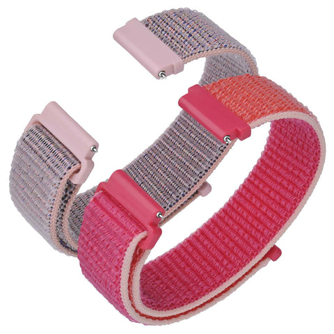 ANNEFIT Nylon Sport Loop Watch Bands 18mm, 2 Packs Quick Release Adjustable Strap for Men Women (Sand Pink and Pomegranate)