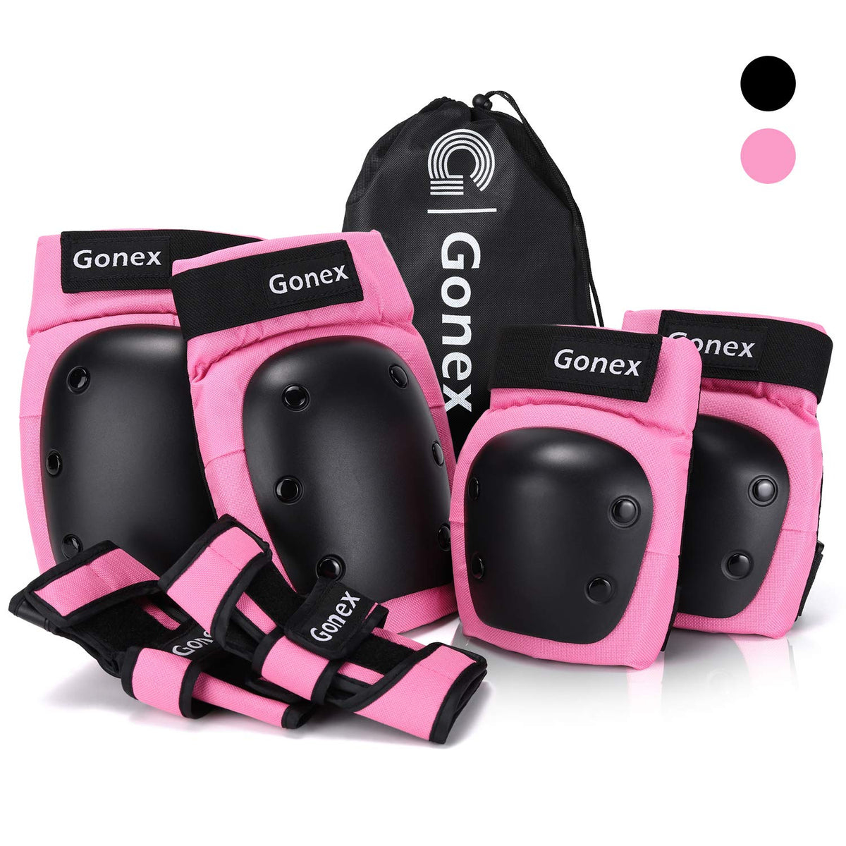 Gonex 6 in 1 Protective Knee Pads Set,Skate Protective Gears with Elbow Knee Wrist Guards Pads,Skate Pads for Kids Youth Adult for Skateboarding Cycling Biking Scooter Roller