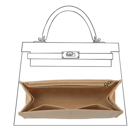 Doxo Purse Organizer Insert for Handbags,Felt Bag Organizer for Tote,Fit H Kelly 28(Beige)