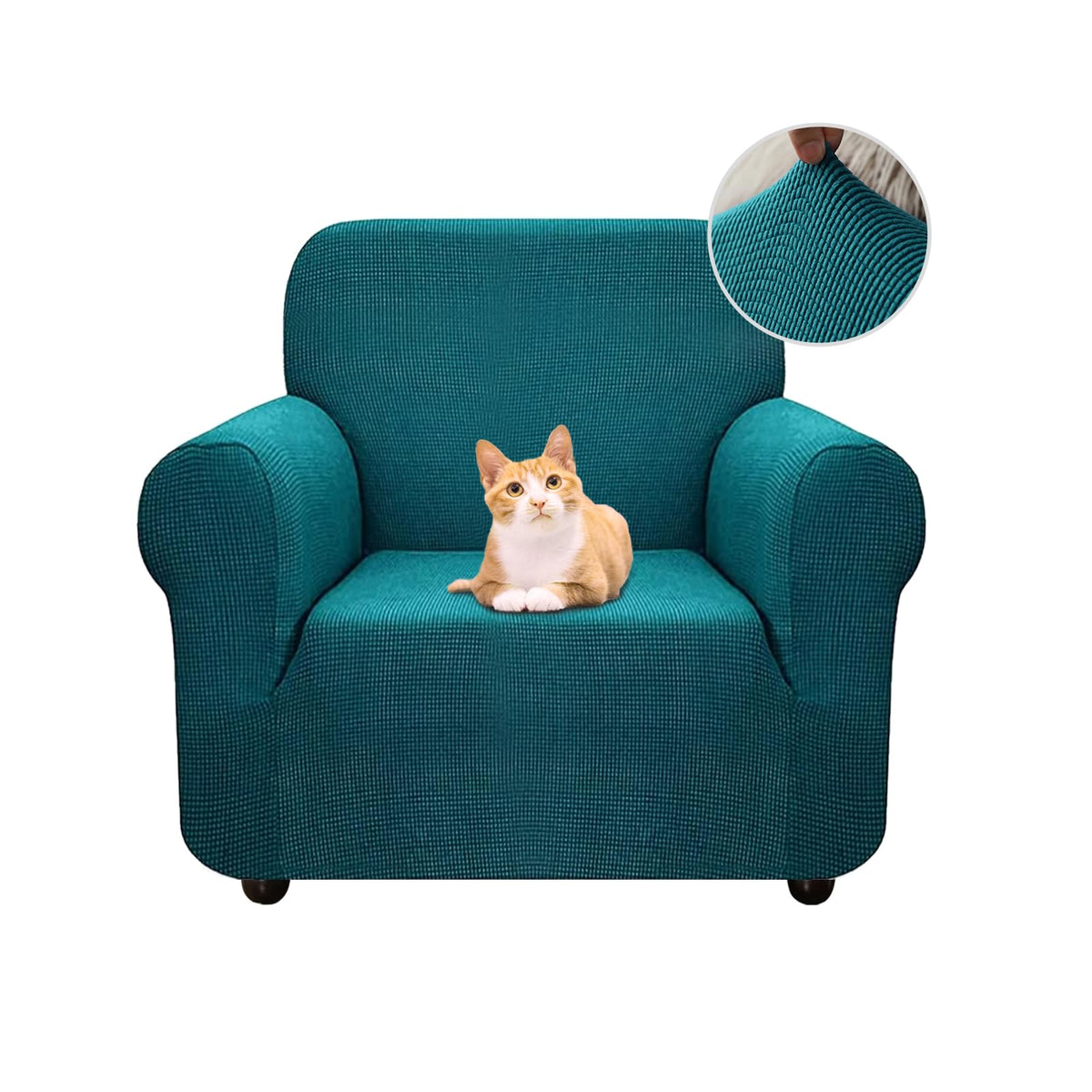 Jaotto Sofa Covers 1 Seater Stretch Sofa Slipcovers Universal Couch Cover 1-Piece Washable Non-Slip Pattern Spandex Polyester Loveseat Sofa Slipcover Protector for Pets,Jacquard Greens