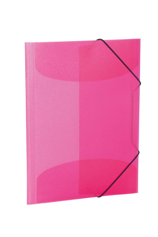 HERMA Elastic Folder Translucent in Pink, A3, Sturdy Plastic, with 3 Inner Flaps, 1 Span Folder