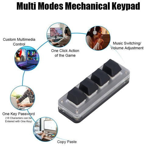 gernie USB Mini 4 Key Keypad, One Handed Keypad Mechanical Gaming Keyboard, Red Switch Programmable Customized Mini Mechanical Keypad RGB Keypad, Programming Macro Pad, gernie13urhvcegq