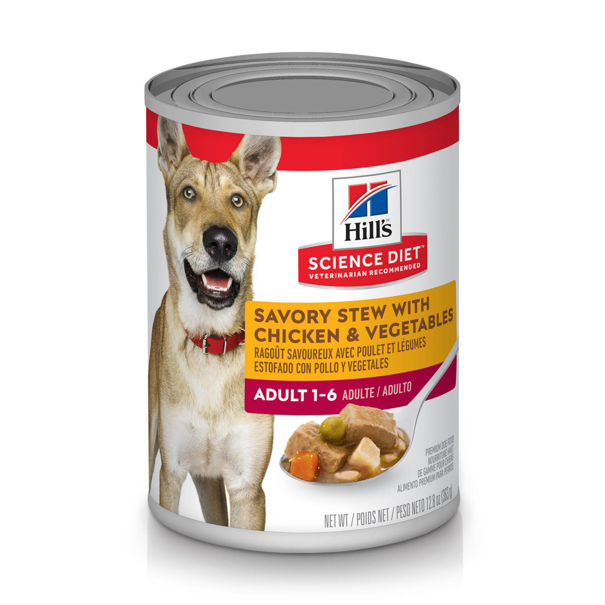 Hill's Science Diet Wet Dog Food, Adult 1-6, Savory Stew with Chicken & Vegetables, 12.8 oz. Cans, (Pack of 12)