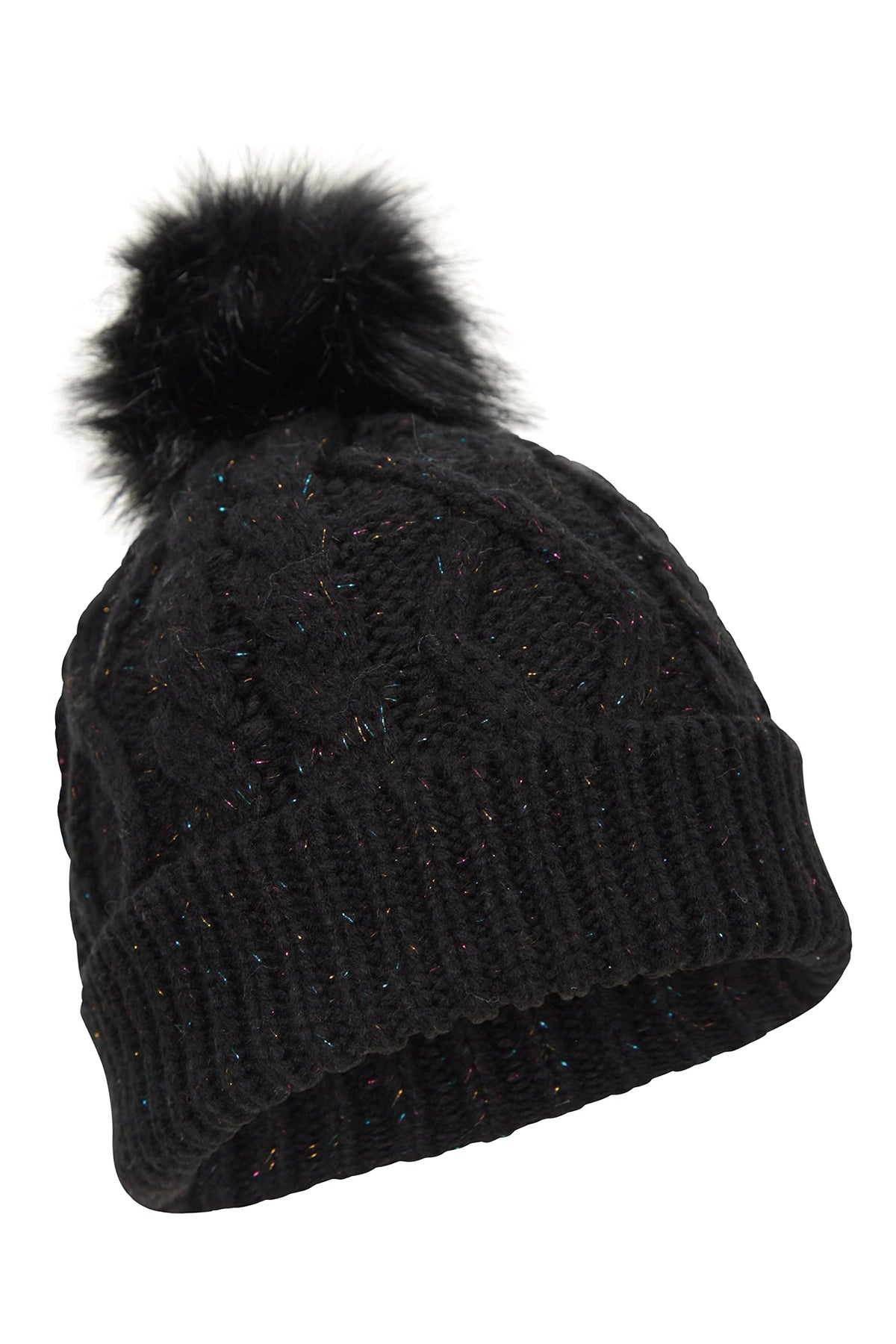Mountain Warehouse Storm Womens Waterproof Beanie - Fleece Lining, Warm & Cosy, Faux Fur, One Size - Best for Autumn Winter, Outdoors, Hiking & Trekking Black