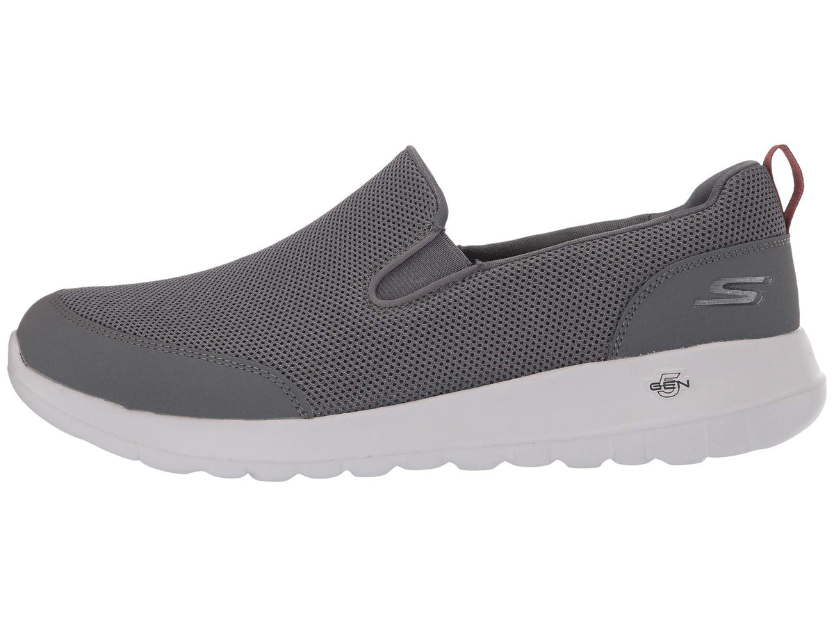 Skechers Men's Go Max Clinched-Athletic Mesh Double Gore Slip on Walking Shoe, Grey/Burgundy, 12.5 X-Wide