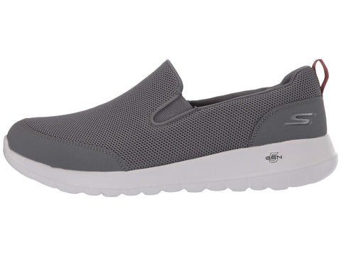 Skechers Men's Go Max Clinched-Athletic Mesh Double Gore Slip on Walking Shoe, Grey/Burgundy, 12.5 X-Wide