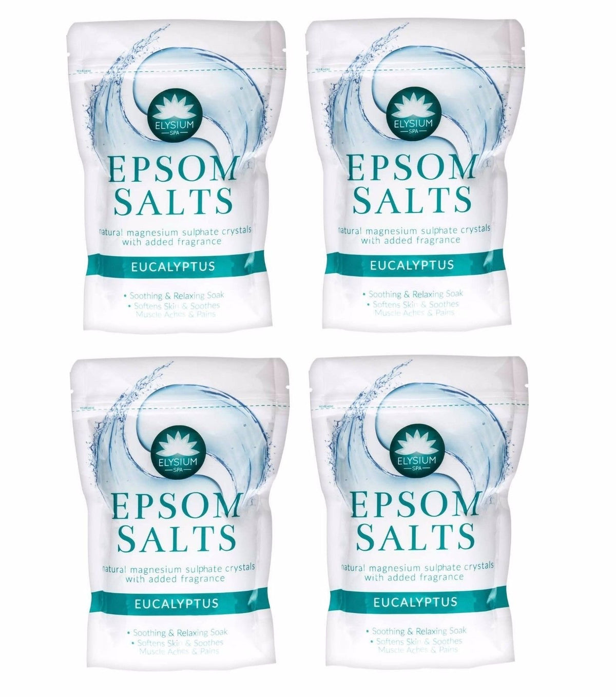 Elysium Spa Bath Salts Natural Magnesium Sulphate Crystals Eucalyptus Salt 450g Wilsons Direct (4 x Eucalyptus Salt)