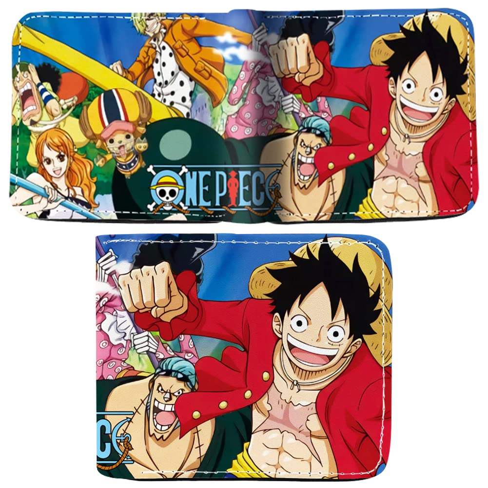 OneePiece Wallet, OneePiece Thin Coin Purses Leather Wallets Cartoon Coin Purse Cool Card Holder Kids Anime Wallets Bifold Short Wallet for Children Teenager Boys Girls Birthday Gift
