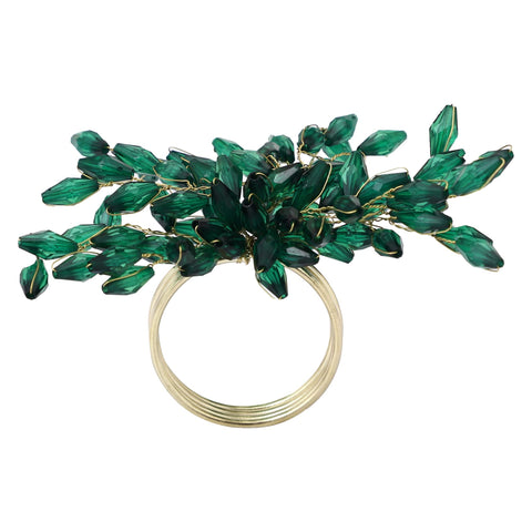 ITOS365 Napkin Rings Set of 12 for Dining Table Decoration Parties Everyday Metal Napkin Holder Leaf Dark Green (Pack of 12)