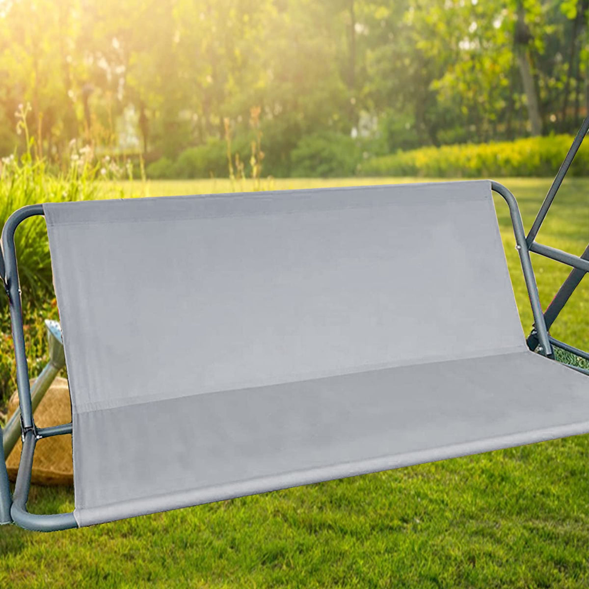 WMLBK Replacement Garden Swing Seat Cover,Durable 900D Oxford Fabric Waterproof & UV Resistant Swing Chair Cover Outdoor Garden Swing Chair Cover (148 * 50 * 50cm(Grey))