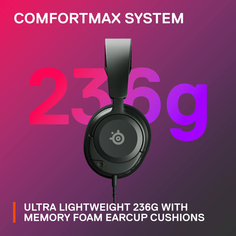 SteelSeries Arctis Nova 1 Multi-System Gaming Headset, Hi-Fi Drivers, Spatial Audio, Comfort Design, Durable, Ultra Lightweight, Noise-Cancelling Mic- Black (Renewed)