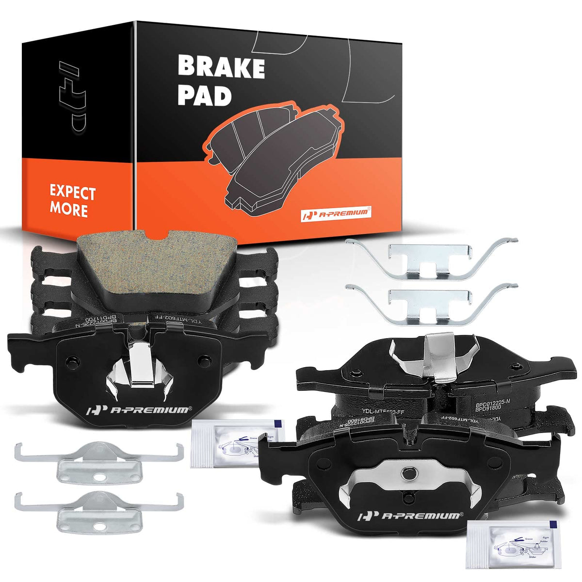 A-Premium Front and Rear Ceramic Disc Brake Pads Set Compatible with Select BMW Models - E90 335d 2009-2011, 335i 2007-2010, 335i xDrive 2009-2010, 335xi 2008, with Hardware, 8 Pcs