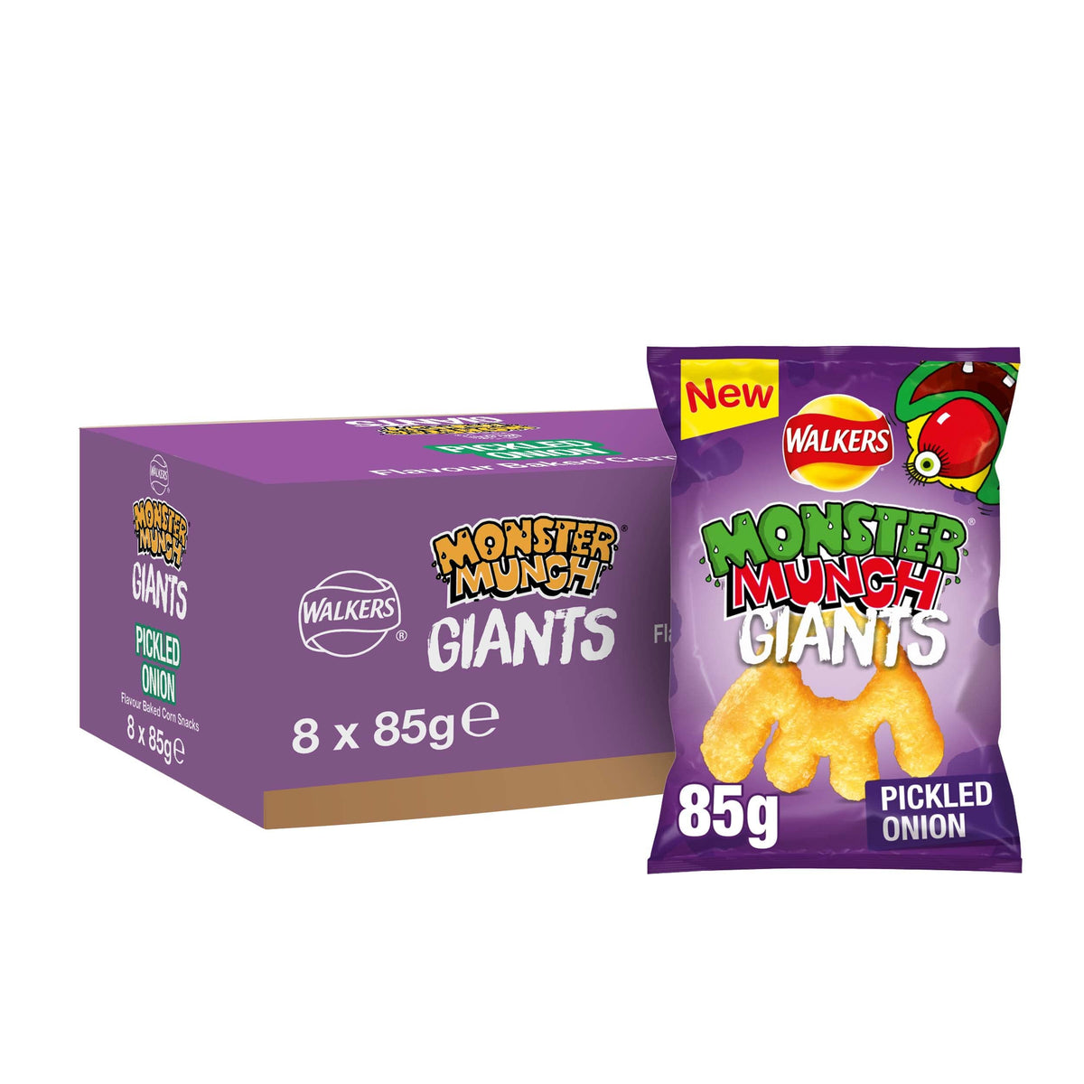 Walkers Monster Munch Giants Pickled Onion 85g (Case of 8)