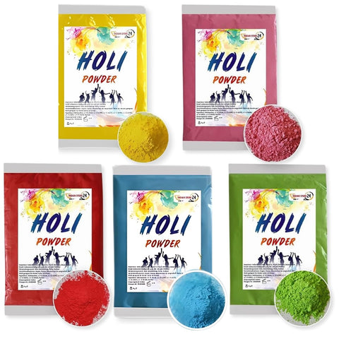 INDIAN STORE 24 5 bags of Holi Gulal Powder Water Soluble Natural festival Photo Shoot Rangoli Colors Rainbow powder holy color bag glitter color powder photos
