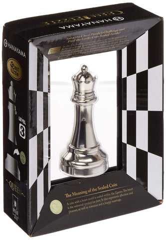 BePuzzled Hanayama Metal Cast Queen Chesspiece Puzzle Find Lucky Coins, Advanced Challenging Brain Teaser Game for Kids Age 8 & Above (Level 3)