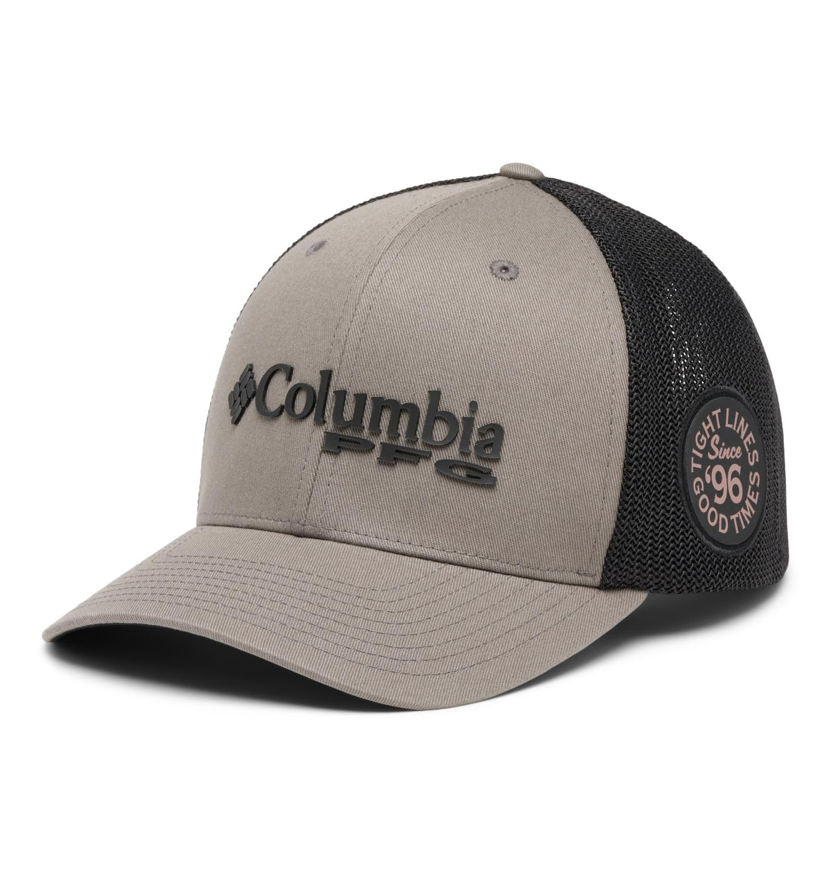 Columbia Unisex PFG Logo Mesh Ball Cap, Iron/Black, Large/X-Large