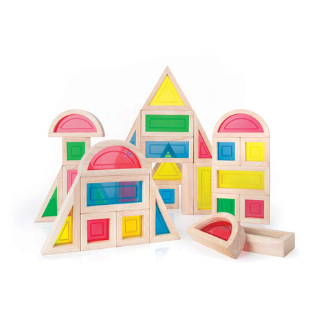 Guidecraft Rainbow Blocks Set - 30 Pcs. Kids Learning & Educational Toys, Stacking Blocks