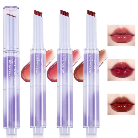 Jutqut Jelly Lipstick, 3 Colours Tinted Glasting Melting Balm, Jelly Lip Gloss Lip Stain, Long Lasting Moisturising, High Pigmented, Plumping Lip Makeup, Mirror Effect for Fuller Lips 04# 05# 06#