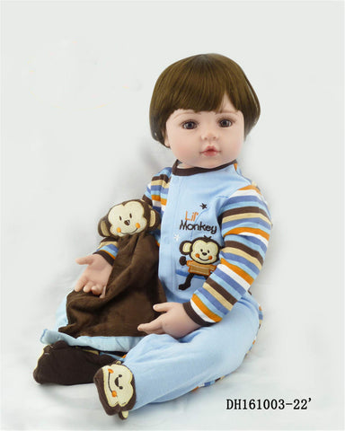 iCradle Angelbaby Reborn Dolls Toddler Boy 24 inch Soft Silicone Real Looking Cute Short Brown Hair New Born Baby Reborn Child Toys for Ages 3+