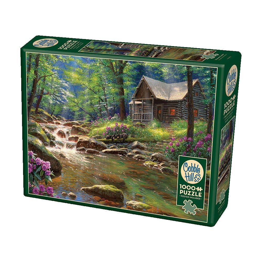 Cobble Hill 1000 Piece Puzzle - Fishing Cabin - Sample Poster Included