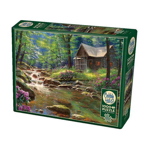 Cobble Hill 1000 Piece Puzzle - Fishing Cabin - Sample Poster Included
