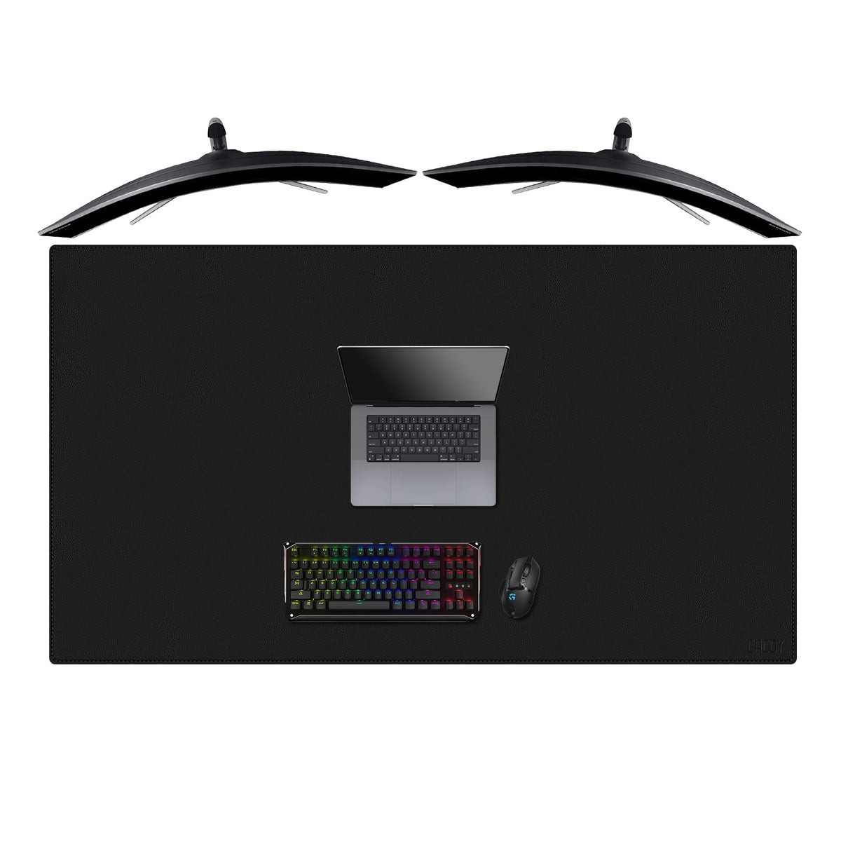 Cacoy PU Leather Desk Pad for Keyboard and Mouse, 55"x31.5" Dual-Side Desk Pad, Large Gaming Mouse Pad, Desk Protector Writing Mat for Office and Home (Black)