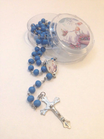 YRP 12 pcs New Blue Scented Wooden Rosaries Baby Baptism Party Favors Recuerdos Rosario