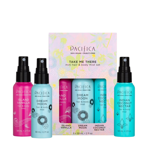 Pacifica Beauty, Take Me There Hair Perfume & Body Spray Trial Set, 3 Scents, Fragrance Sampler Gift Set, Natural & Essential Oils, Clean, Vegan & Cruelty Free