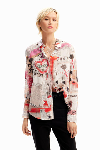 Desigual Women's Cam_Matera Blouse, White, M