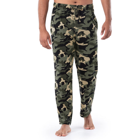 Fruit of the Loom Men's Extended Sizes Jersey Knit Sleep Pant, Camo, XL Tall