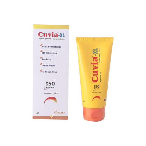 Cuvia XL Sunscreen Lotion SPF | Sweat Resistant | Sun Screen Protector For Body & Face | UV Protection Non Greasy | Water Resistant - 50gm (pack of 2)