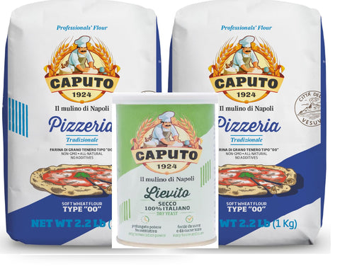 TDP Specialties Pizza Crust Pack 2 Kilos of Antimo Caputo Pizzaria Soft 00 High Tempature Flour and Lievito 100% Italiano Dry Yeast