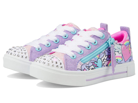 Skechers Kids Girls Twinkle Sparks-Flying Heart Sneaker, Lavender/Multi, 13.5 Little Kid