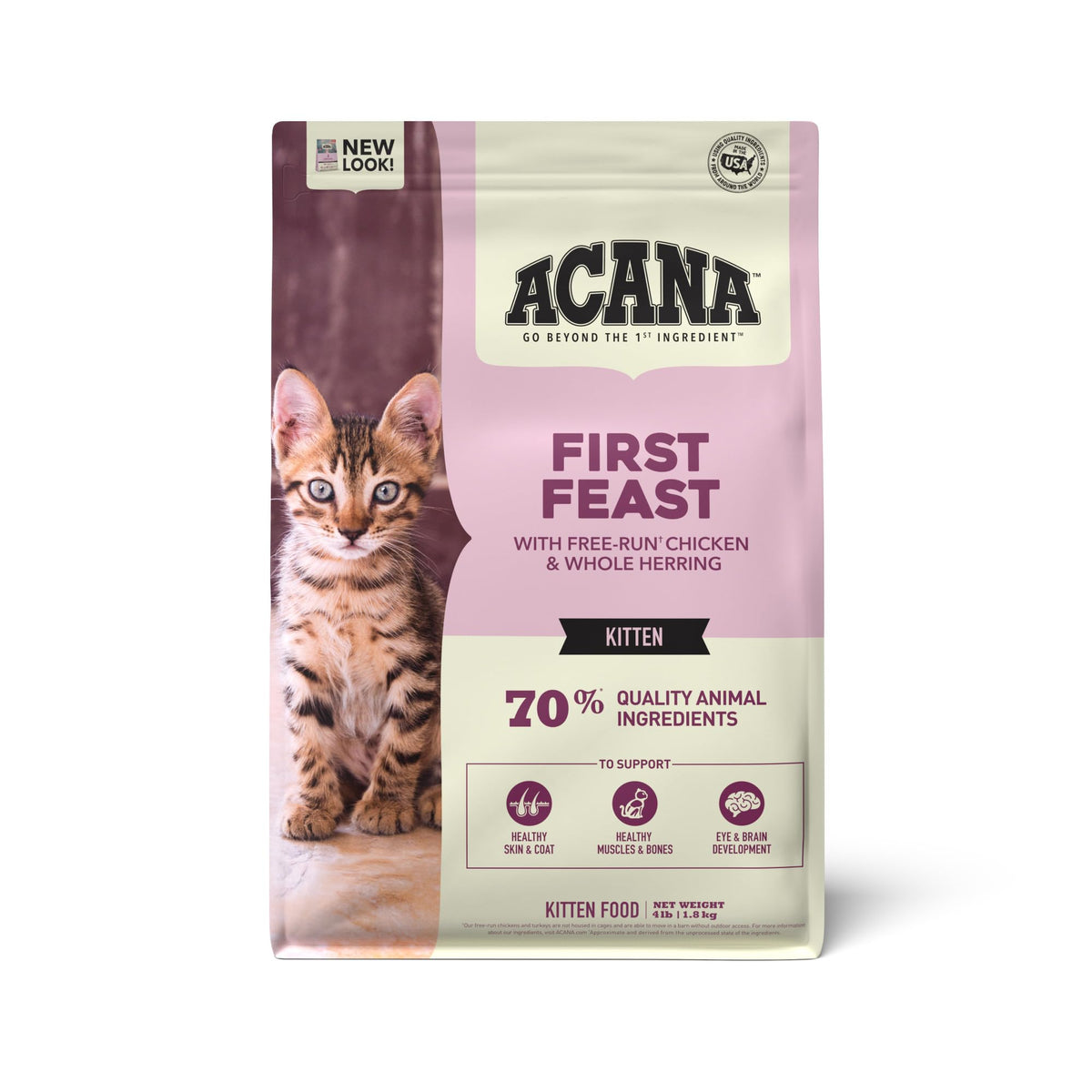 ACANA Dry Cat Food for Kittens, First Feast, Free Run Chicken and Whole Herring, 4lb