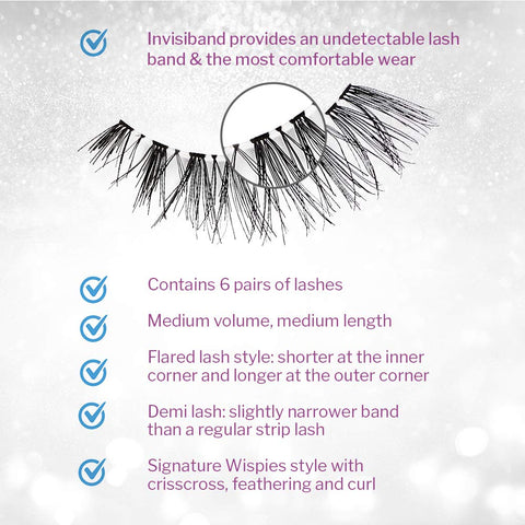 Ardell False Eyelashes Strip Lashes Demi Wispies Black, (6 pairs per pack) x 1 pack