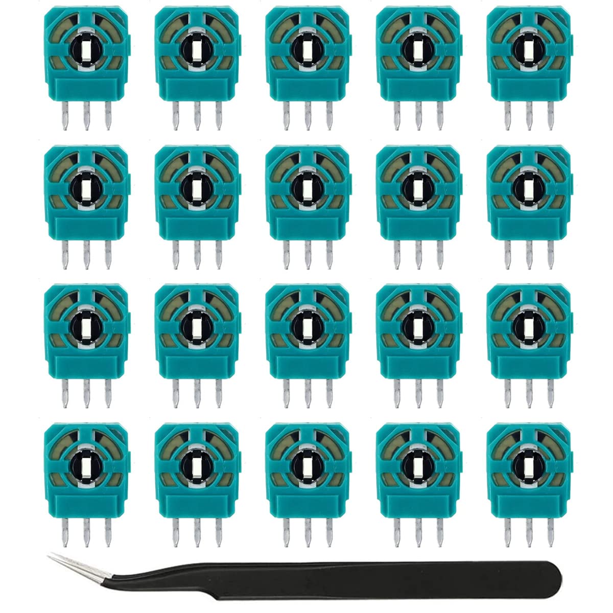 ZHUROUPU 10K Trimmer Potentiometer Sensor Replacement, Gasket Repair Parts, Thumb Stick Analog Joystick for Xbox One,PS3,for PS4 Switch Pro Wireless Controllers with Tweezers (21pcs)