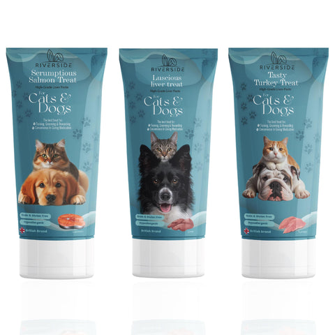Liver Paste for Dogs & Cats - Grain-Free Dog Pate with Nutrient-Rich Turkey, Salmon, Liver - Ideal Training Aid, Medication Administering Solution, 3x75g Bundle