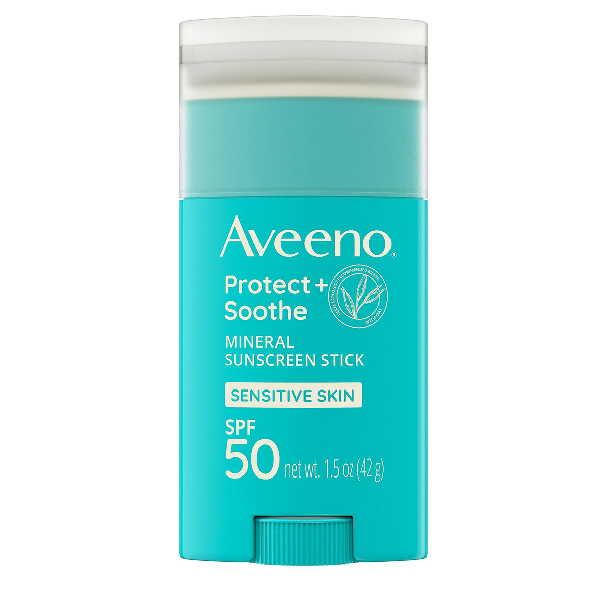 Aveeno Protect + Soothe Mineral Sunscreen Stick for Sensitive Skin with Broad Spectrum SPF 50, Water-Resistant Face & Body Sunscreen with Zinc Oxide & Oat, Fragrance-Free, Travel Size, 1.5 oz