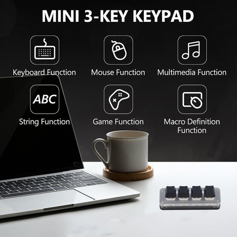 gernie USB Mini 4 Key Keypad, One Handed Keypad Mechanical Gaming Keyboard, Red Switch Programmable Customized Mini Mechanical Keypad RGB Keypad, Programming Macro Pad, gernie13urhvcegq