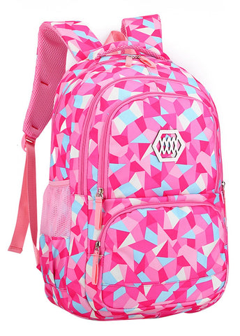 SellerFun Girl Geometric Printed Primary Junior High University School Bag Bookbag Backpack (35L, 2# Rose)