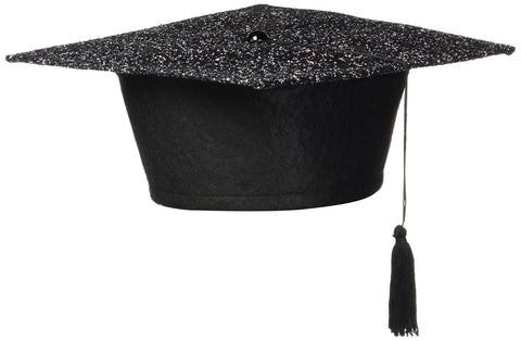 Glitter Graduation Cap & Tassel | Black | Adult | 1ct