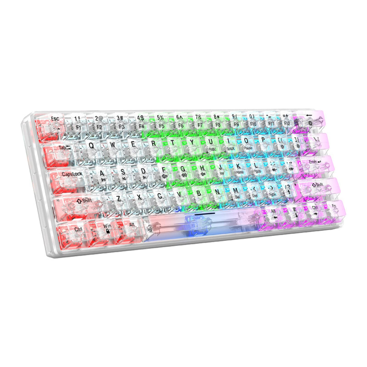 VBESTLIFE Wired RGB Gaming Keyboard, 61 Keys Clear Keycap Full Transparent Mechanical Keyboard Customizable Hot Plug Switch Gaming Keyboard with 19 Lights, for Office Gaming