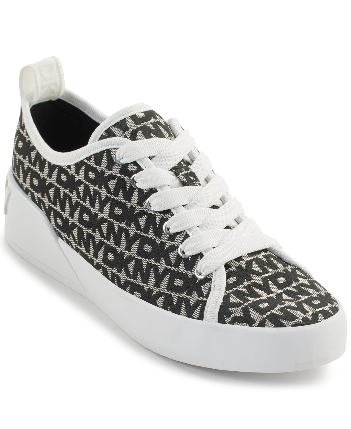 DKNY Women's Mar Sneaker, Wht/Black, 6.5