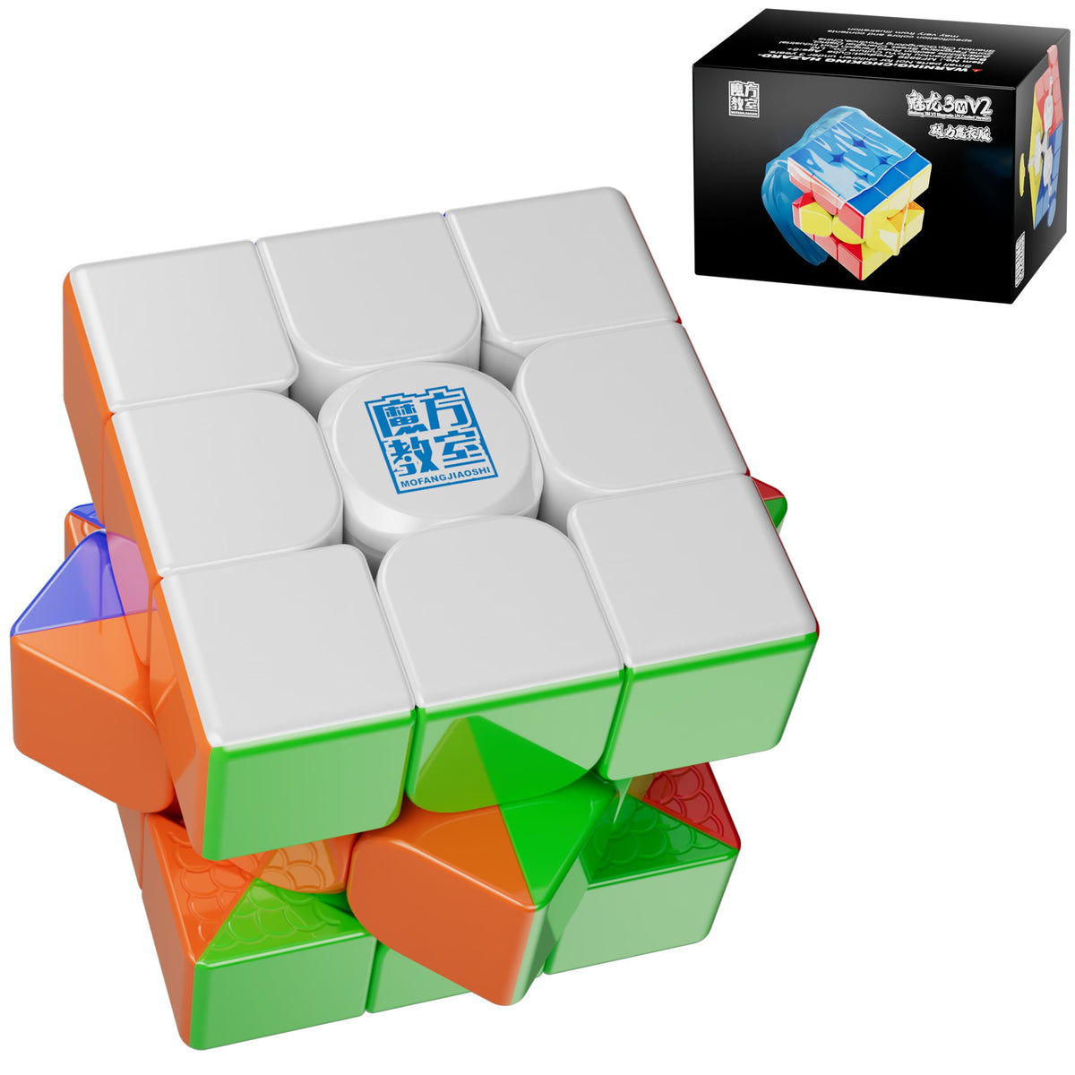 CuberShop Moyu Meilong 3M V2 UV Coated Magnetic Stickerless 3x3 Speed Cube, MFJS Meilong 2024 3x3x3 Budget Cube, Brain Teaser Problem Solving Puzzle(Moyu Meilong3M V2 2024 UV Coated, Magic Clothes)