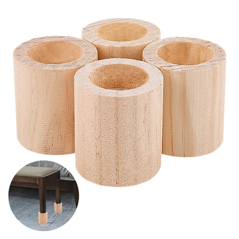OLYCRAFT 4Pcs Cylinder Wood Bed Risers 38.5mm ID Wood Furniture Risers 56.5x69mm Wooden Heighten Solid Feet Wooden Cylinder Extender Risers for DIY Painting Sofa Couch Chair Table