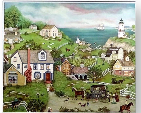 Ceaco Linda Stock Nelson Peddler's Cove Jigsaw Puzzle with Poster Tower Box 550 Pieces