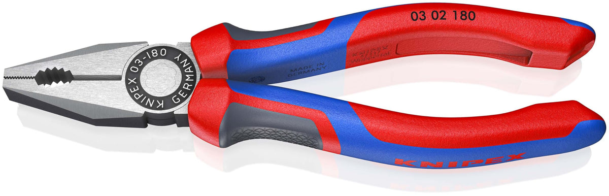 KNIPEX 03 02 180 Combination Pliers with comfort handles black atramentized 180 mm